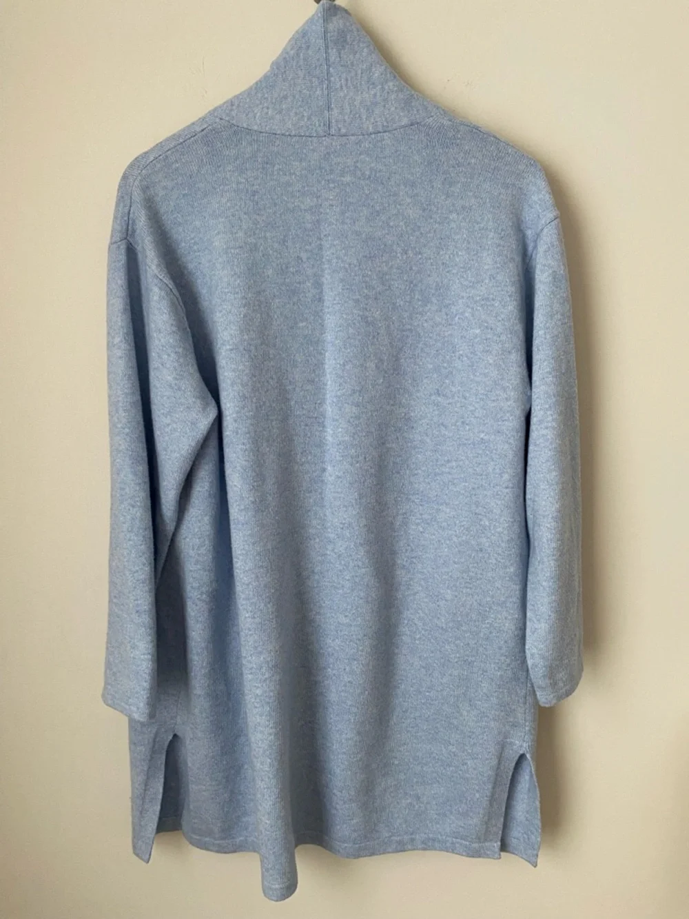 Talbots Heather Blue Long Sleeve Shawl Collar Cardigan Pockets Slits Petite XL - Picture 4 of 6